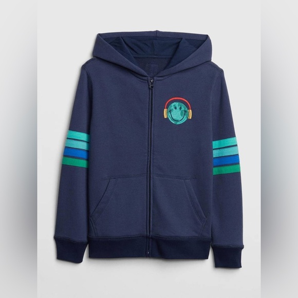 Gap Kids Earth Smiley Long Sleeve Zip Up Hoodie - Size XXL - Picture 2 of 7